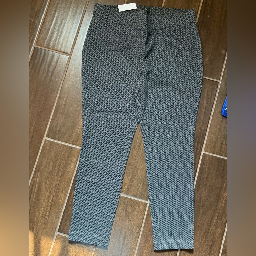 LOFT Black and Gray Herringbone Stretchy Jeggings Pants Large